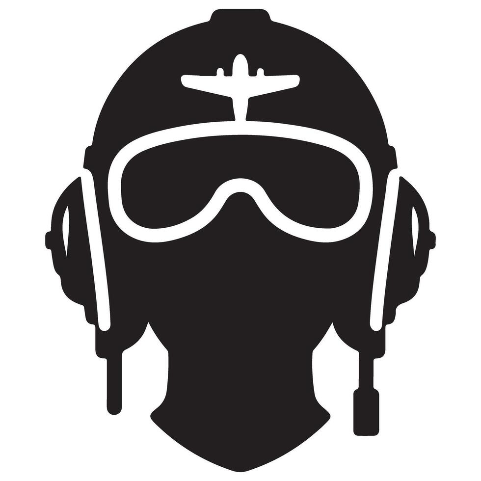Detailed Pilot Helmet Silhouette Illustration for Aviation Graphics vector