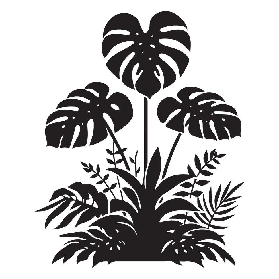 Tropical Monstera Plant Illustration for Exotic Greenery Designs vector