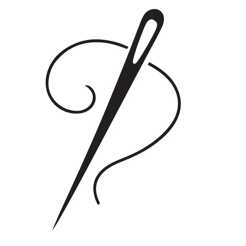 Silhouette of Needle and Thread Artistic Crafting Design Element for Sewing Projects vector