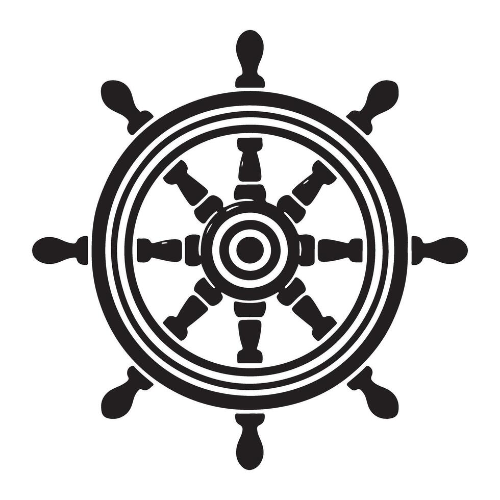 Vintage Ship Wheel Silhouette Illustration for Maritime Theme vector