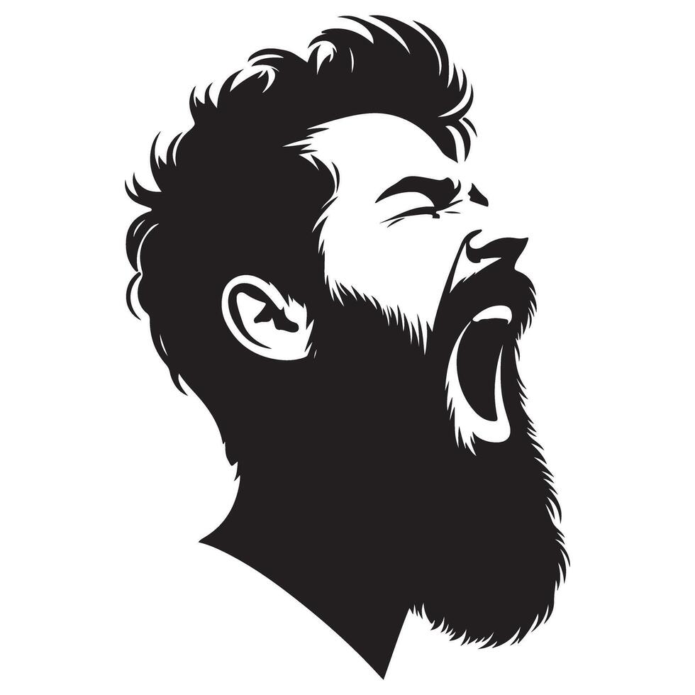 Screaming Man Silhouette Expressing Intense Emotion and Distress vector