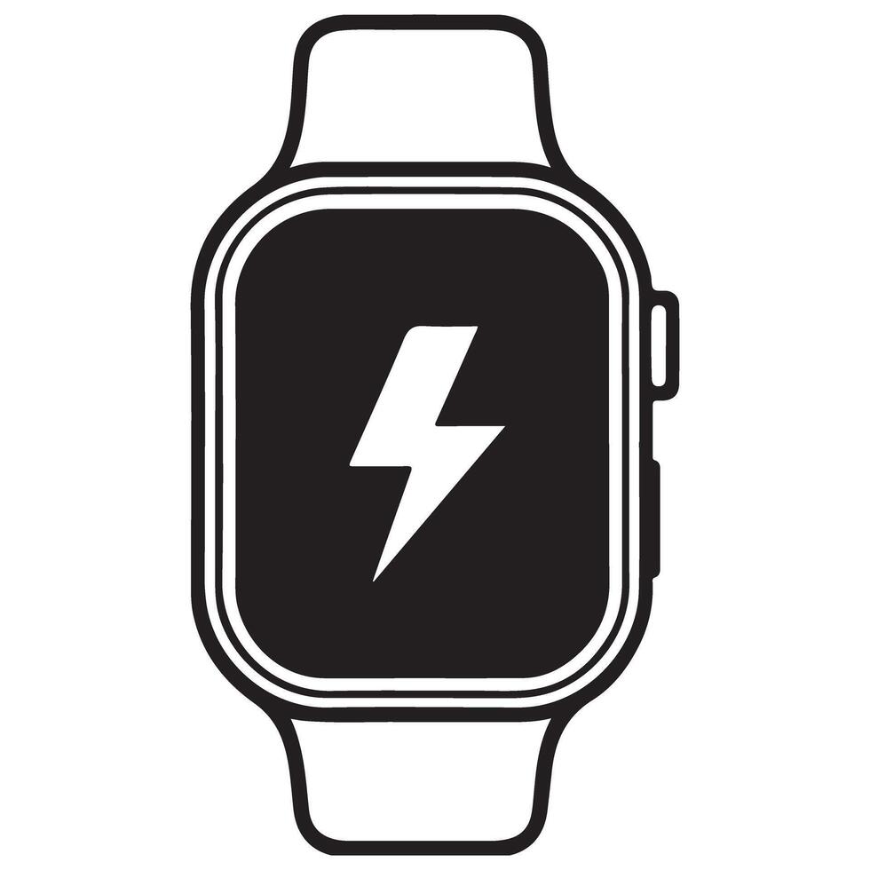Smartwatch Charging Silhouette Displaying Battery Symbol Icon vector