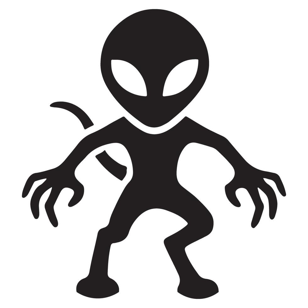 Spooky Alien Creature Silhouette Illustration Graphic Design vector