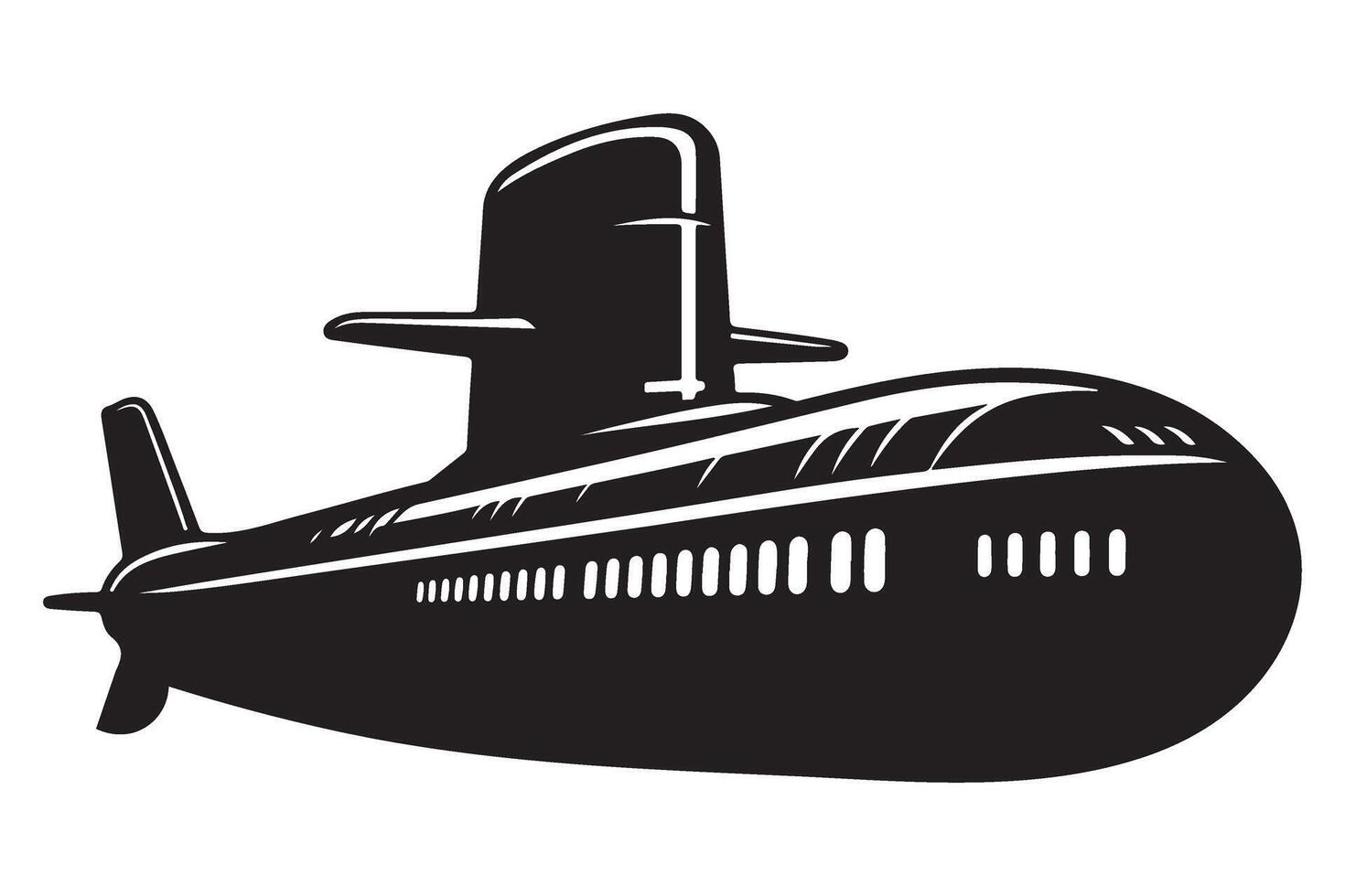 Submarine Silhouette Illustration for Nautical and Military Theme vector