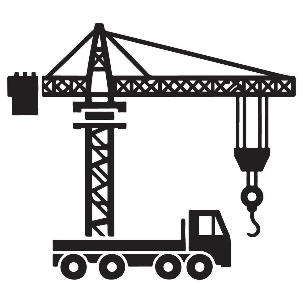 Tower Crane Truck Illustration for Construction and Building Projects vector