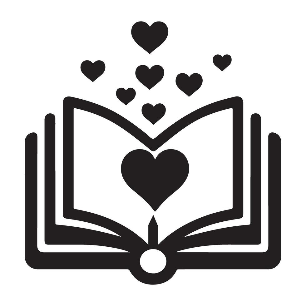 Stylized Heart Adorned Book Symbol for Romantic Literary Inspiration vector