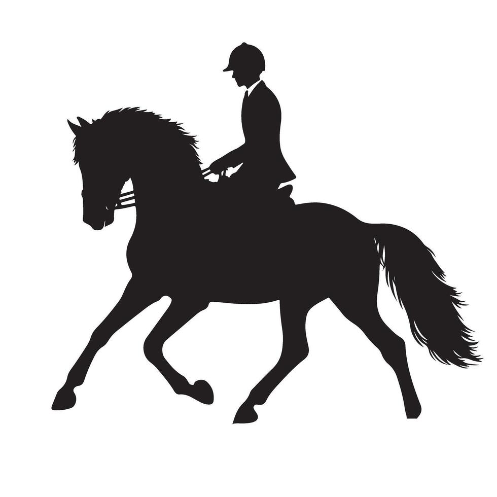 Elegant Dressage Horse and Rider Silhouette Illustration for Equestrian Enthusiasts vector