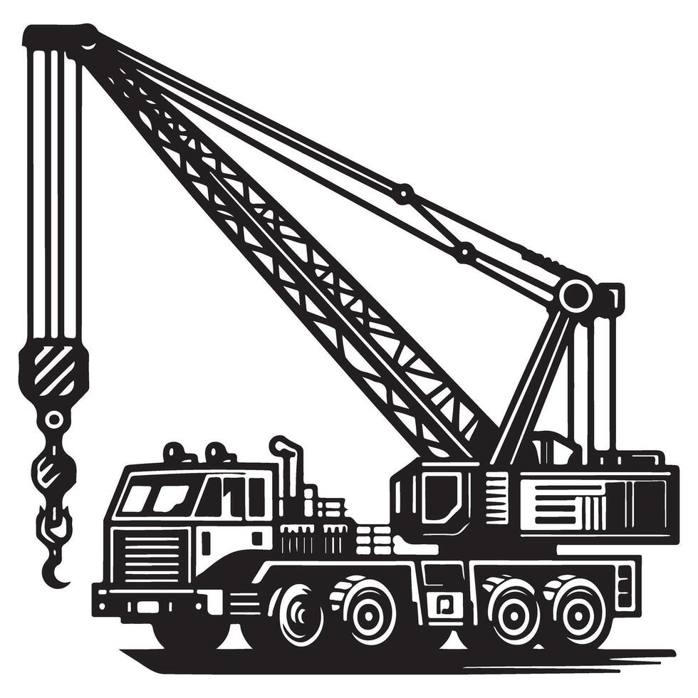 Heavy Duty Mobile Crane Illustration for Lifting Operations vector