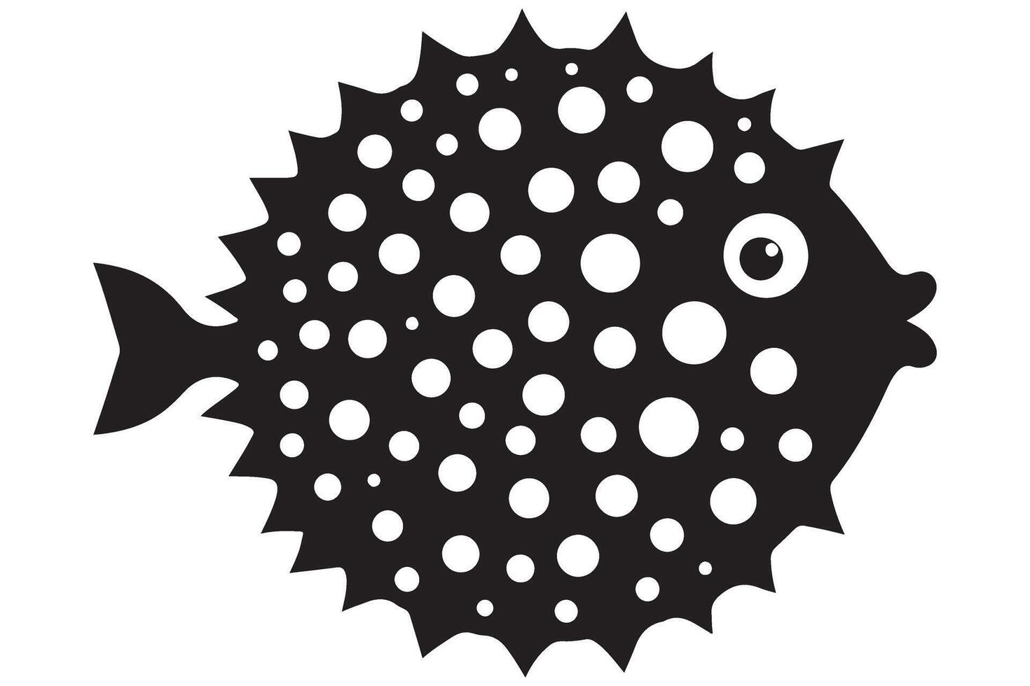 Cute Pufferfish Silhouette Illustration Sea Creature Cartoon Design vector