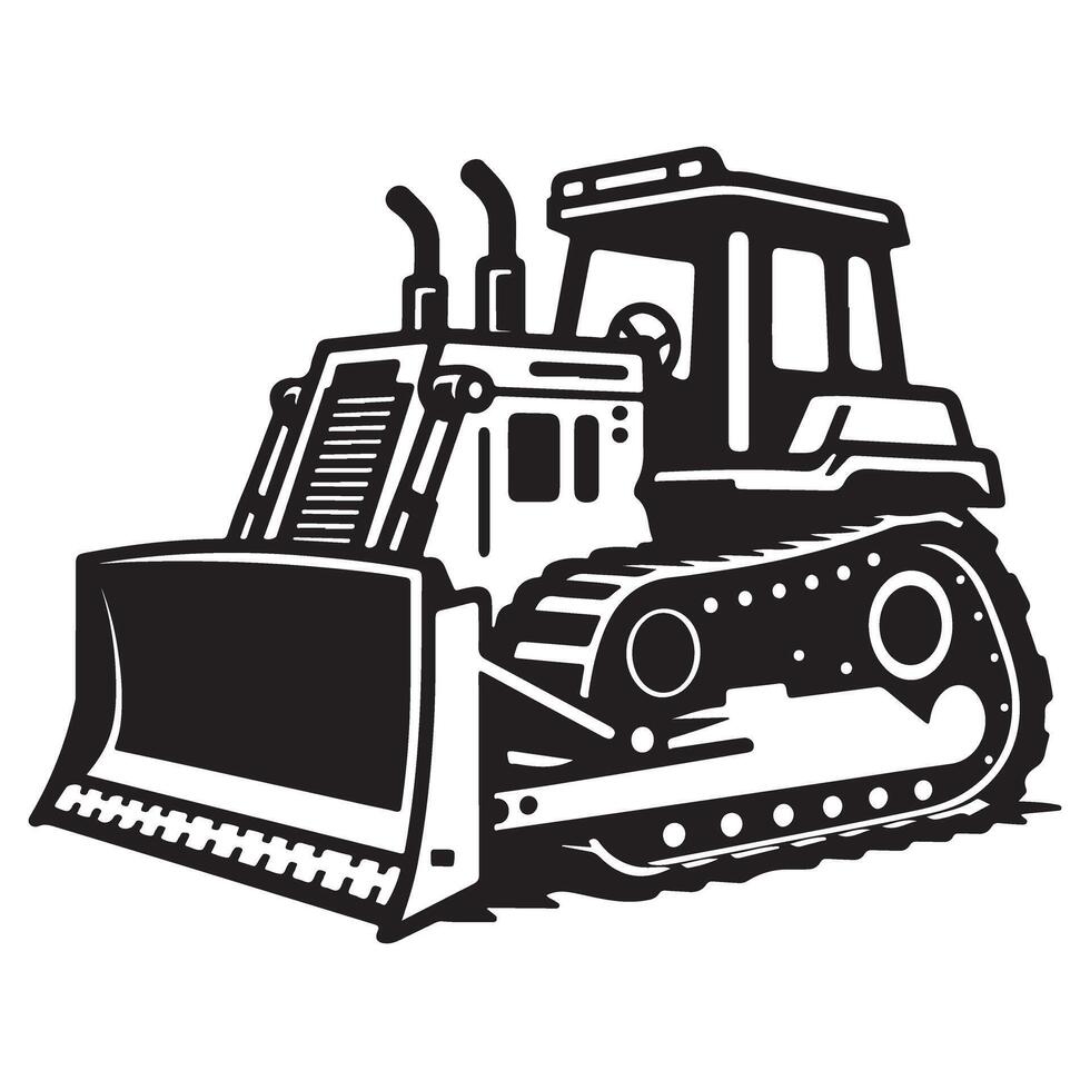 Bulldozer Silhouette Illustration Construction Equipment Heavy Machinery Graphic vector