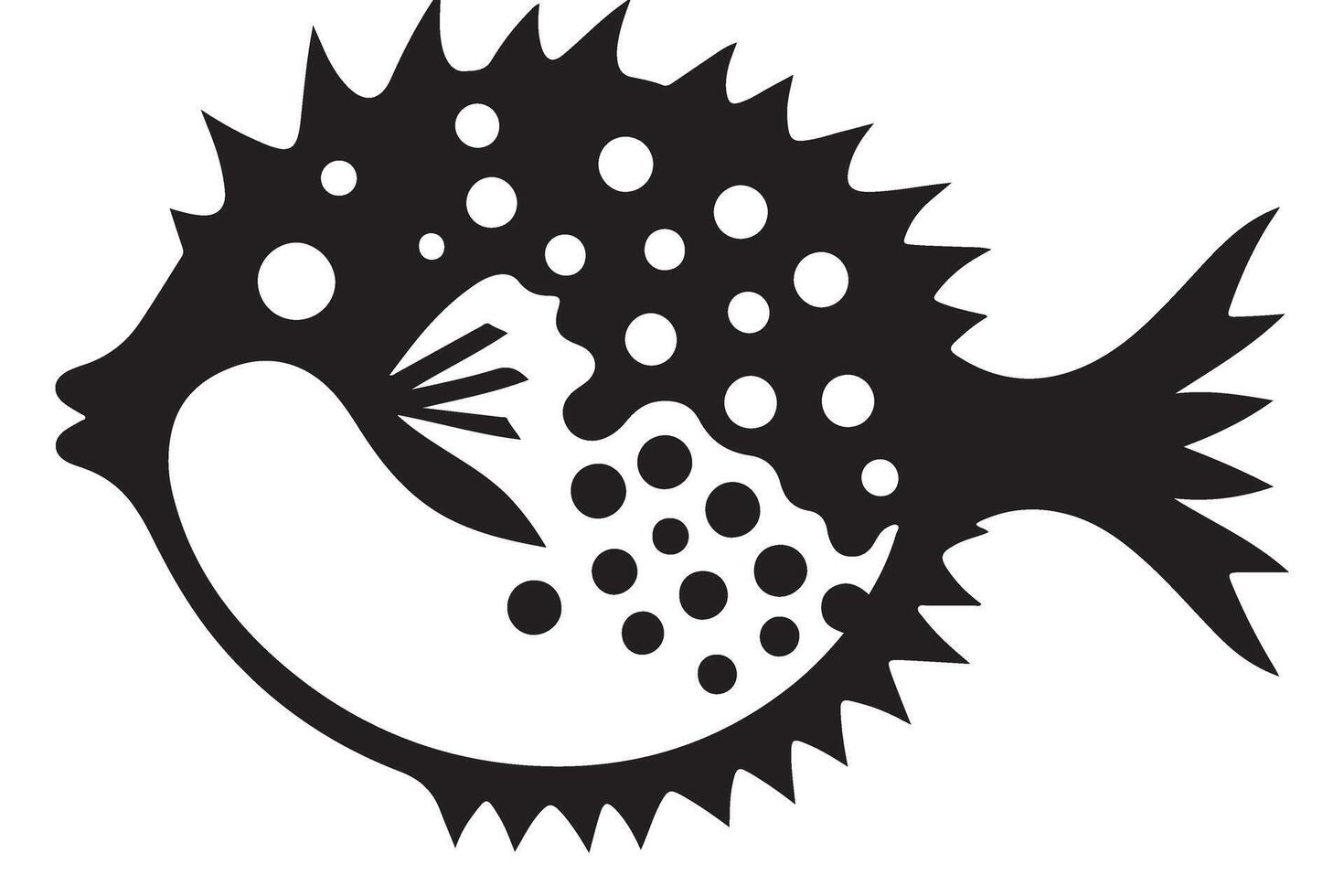 Puffer Fish Silhouette Illustration for Sea Life Designs vector