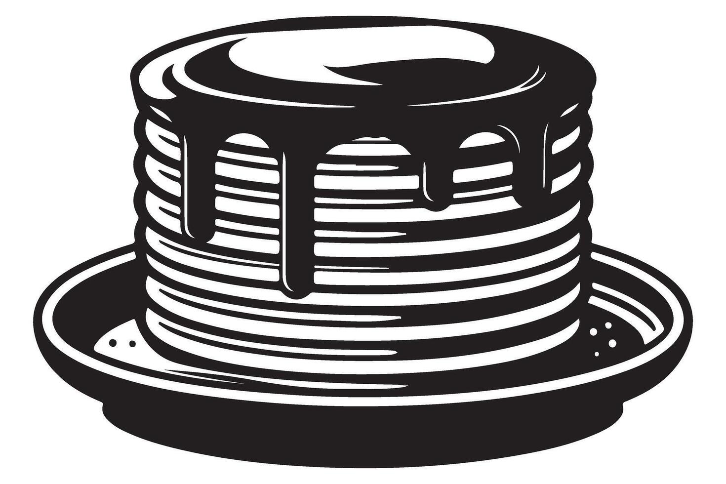 Tall Stack of Pancakes with Dripping Chocolate Sauce Illustration vector