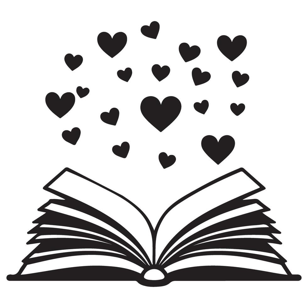 Open Book With Hearts Illustration for Love of Reading vector