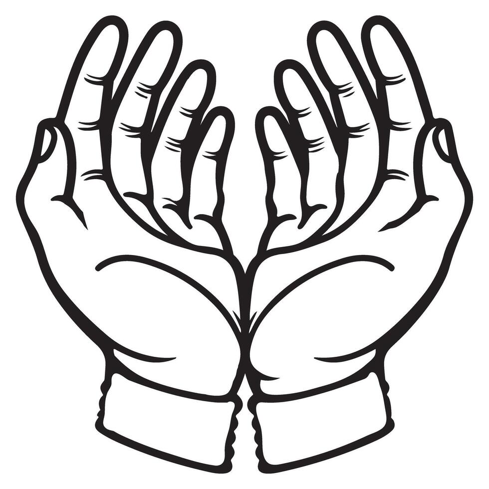Open Hands Silhouette Symbolizing Receiving Support and Care vector