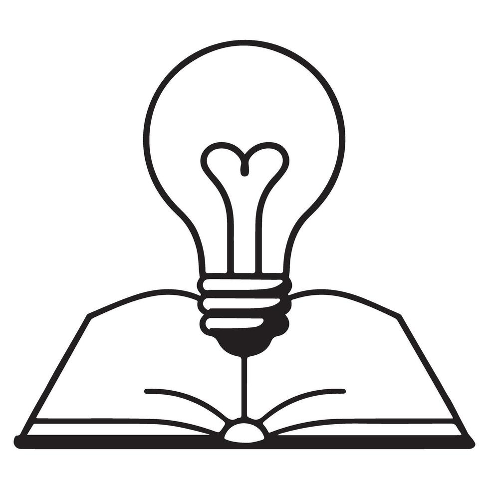 Knowledge and Ideas Light Bulb Illustration on Open Book vector