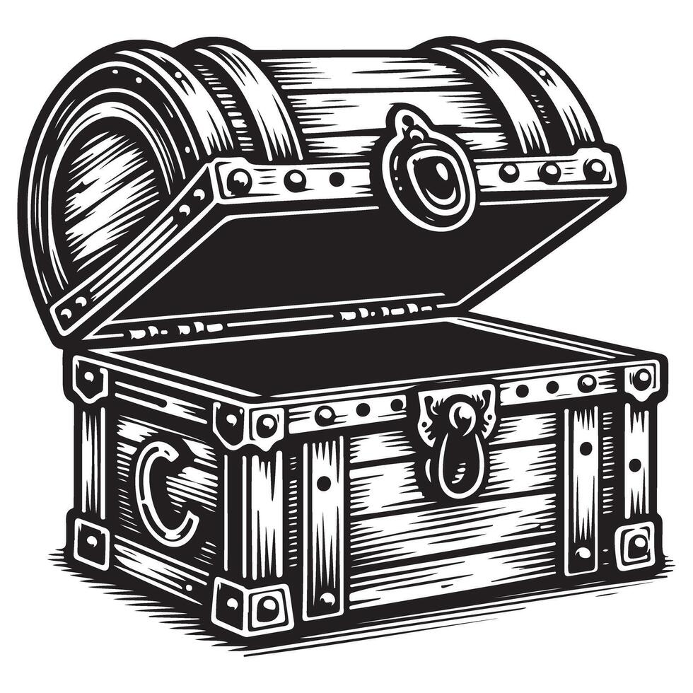 Discover Hidden Treasures with This Open Treasure Chest Illustration vector