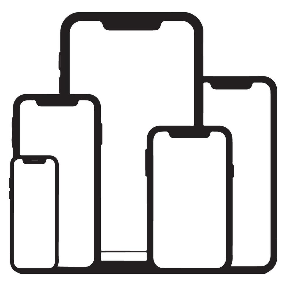 Modern smartphones and tablets silhouettes for digital age connectivity vector