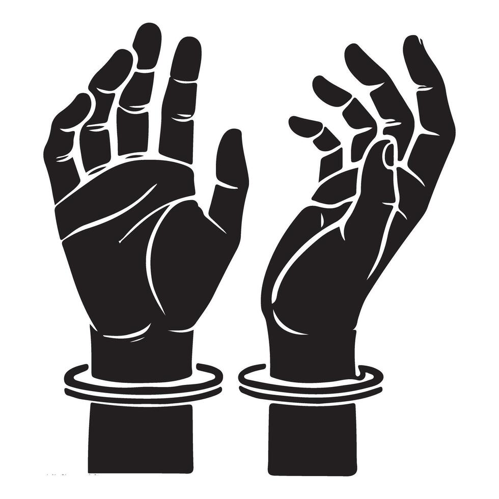 Hands With Shackles Silhouette Illustration For Restriction and Confinement vector