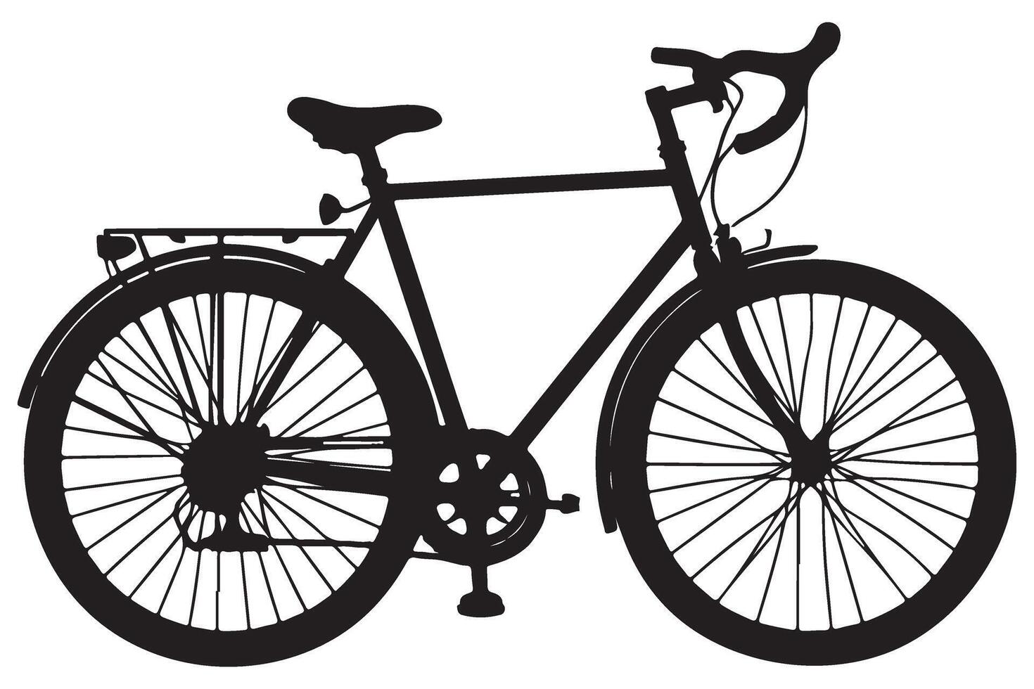 Touring Bicycle Silhouette for Transportation and Design Projects vector