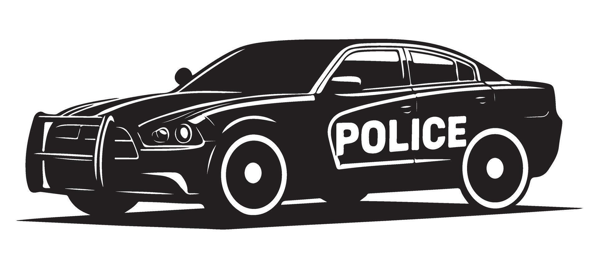 Modern Police Car Silhouette Illustration for Law Enforcement Graphics vector