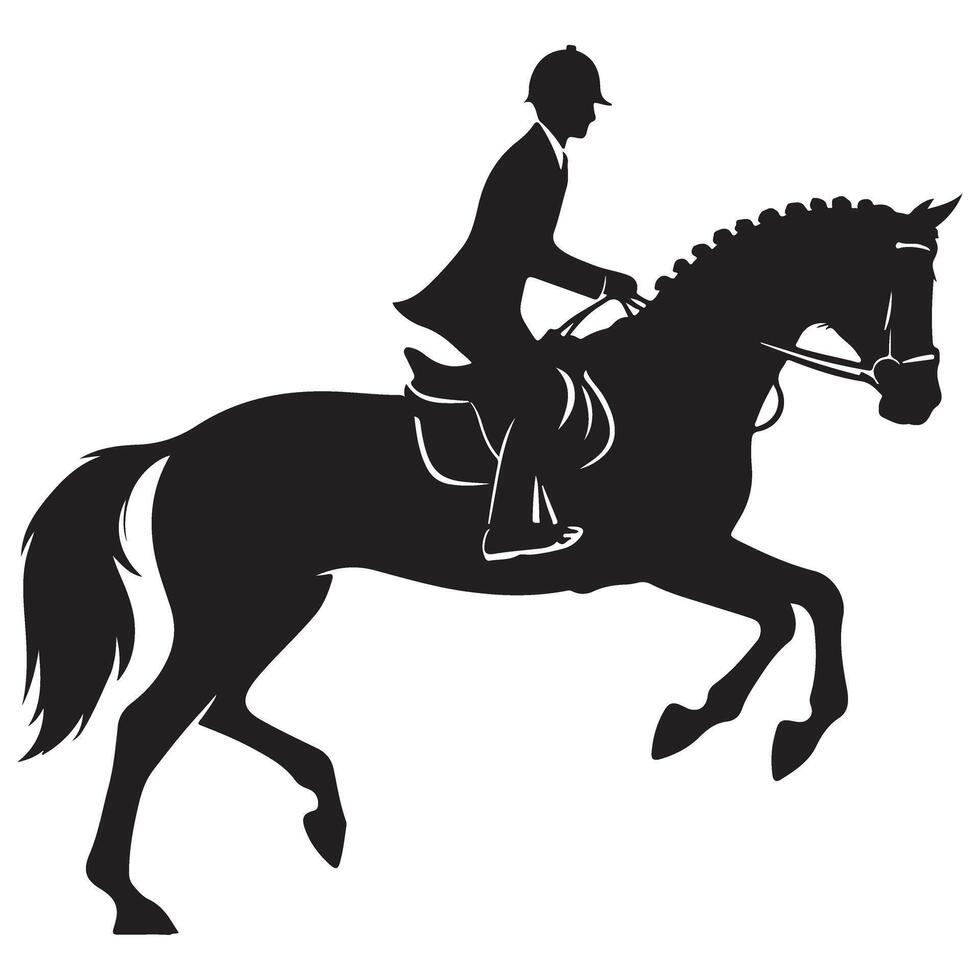 Dynamic Show Jumping Horse and Rider Silhouette Image vector