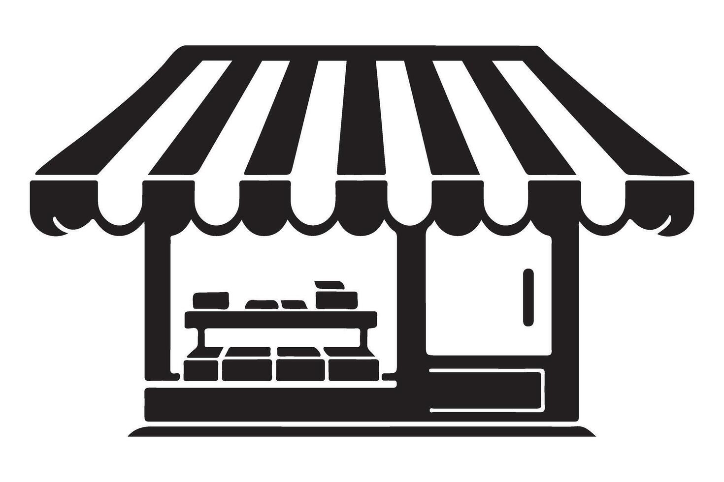 Black and White Storefront Illustration of a Small Business Shop vector