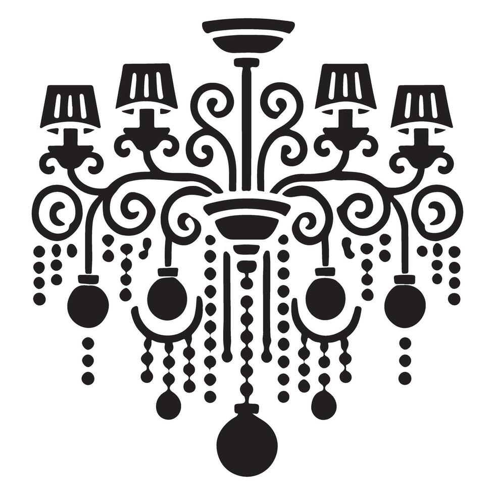Ornate Chandelier Silhouette Enhancing Interior Design and Luxury vector