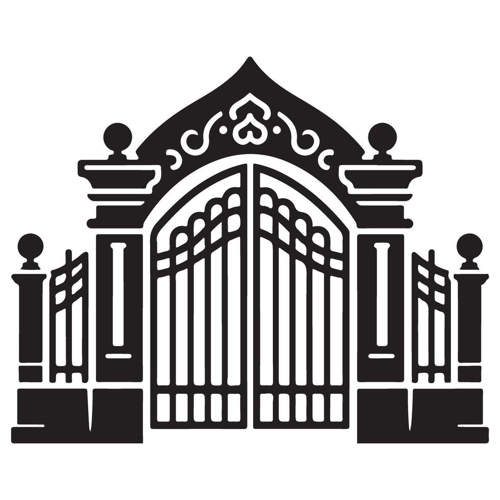 Ornate Gate Silhouette Illustration Graphic Design Element vector