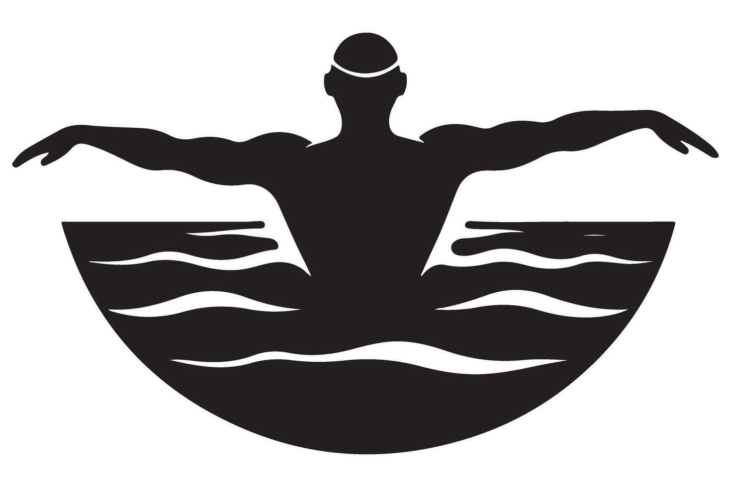 Stylized Swimmer Silhouette for Aquatic Therapy Centers vector