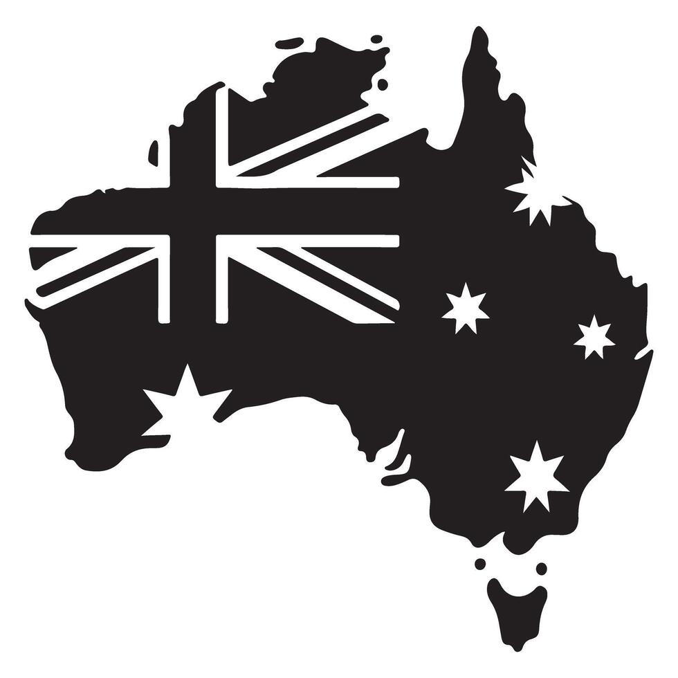 Australia Map with Flag Silhouette Country Outline Design vector