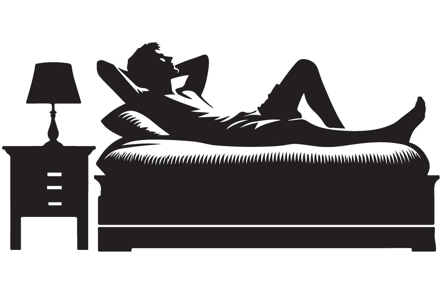 Silhouette Man Relaxing on Bed Illustration for Relaxation Concepts vector