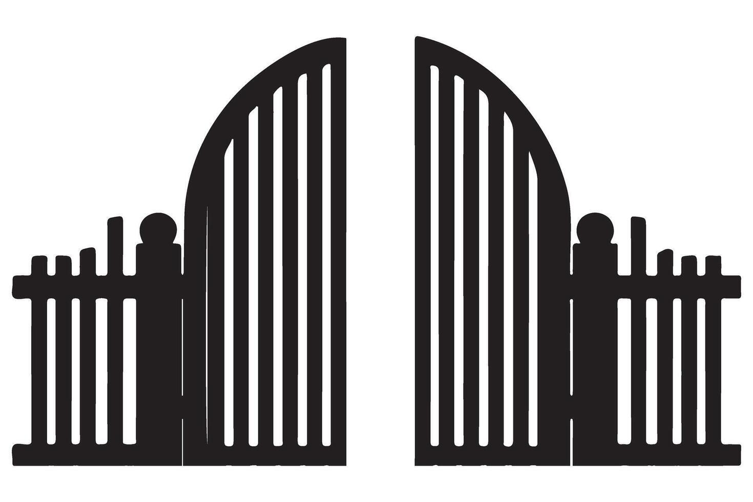 Rustic Garden Gate Silhouette an Open Entrance to Tranquility vector