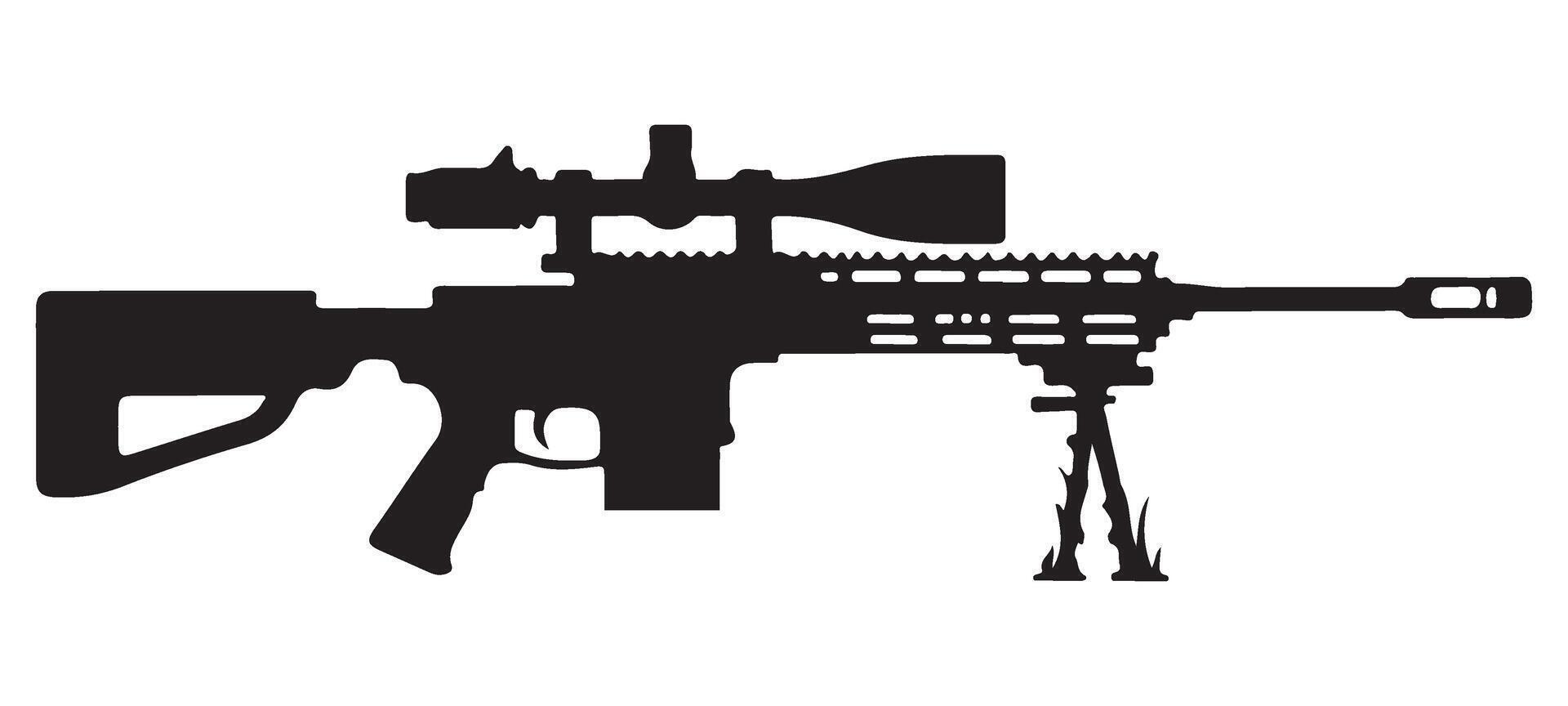Precision Sniper Rifle Black Silhouette Graphic Design Element vector