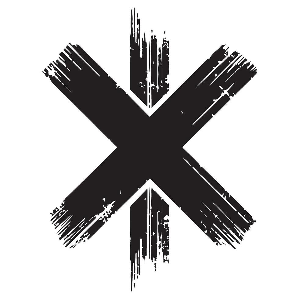 Grungy X Mark Illustration Symbol of Error or Failure vector