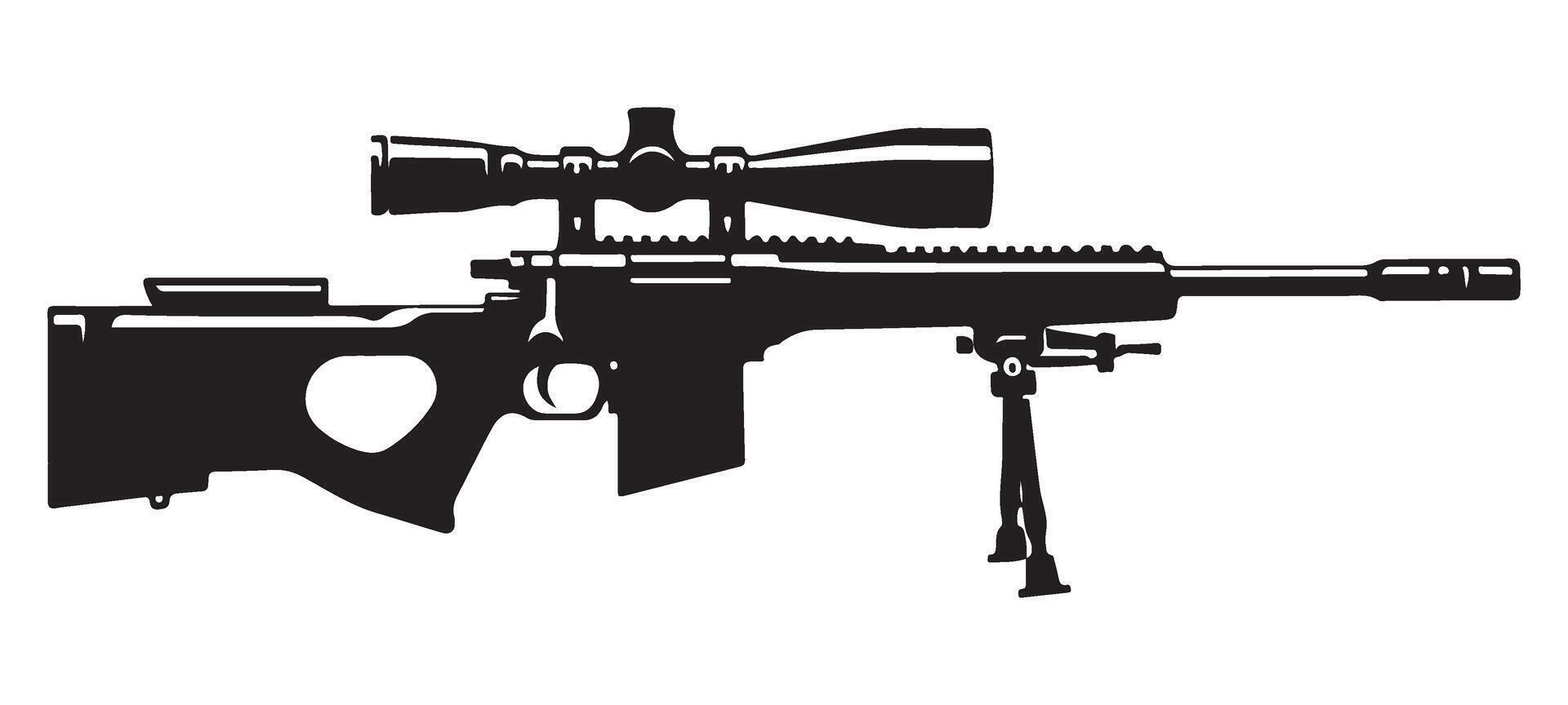 Precision Long Range Sniper Rifle with Scope Illustration for Tactical Purposes vector