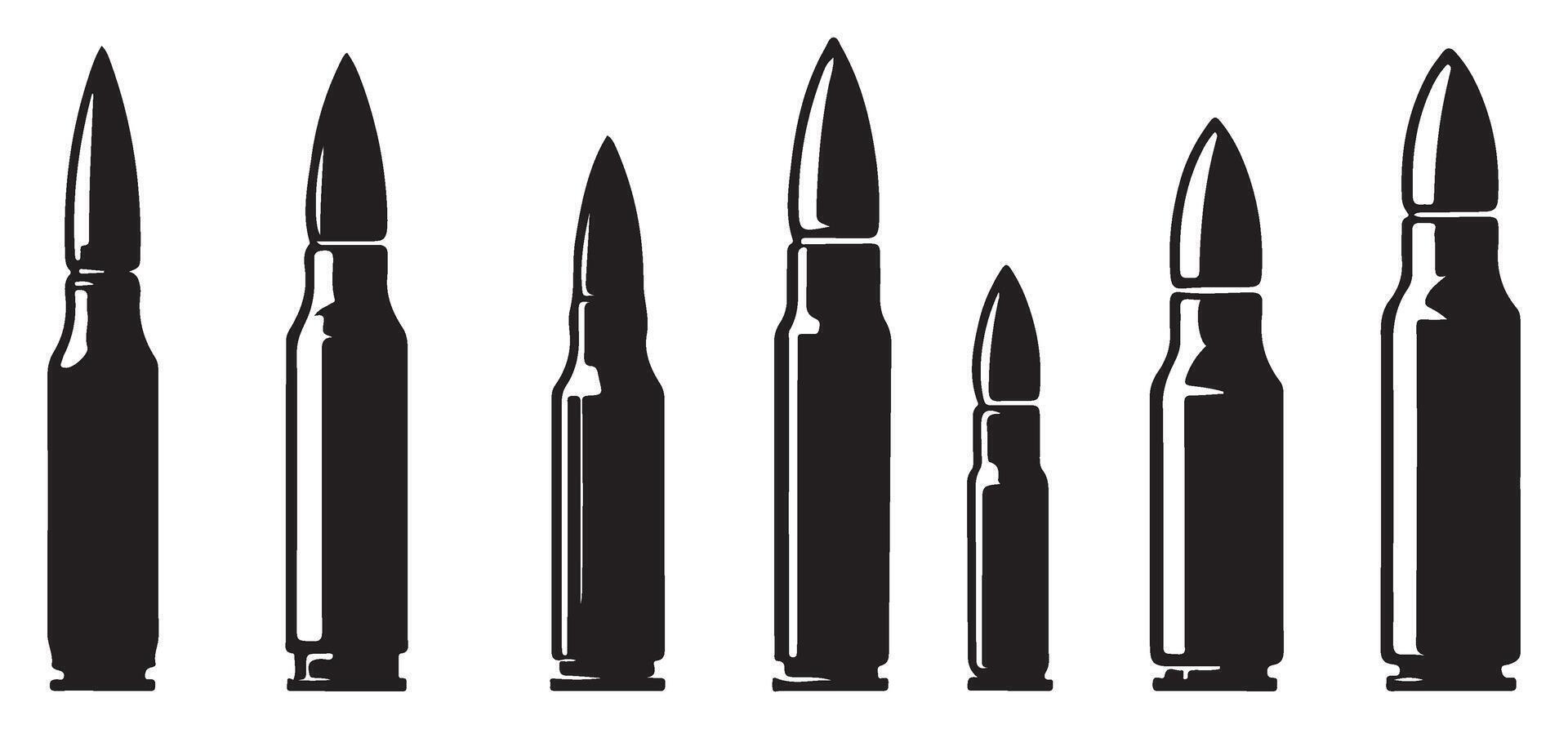 Collection of various ammunition bullet types illustration vector