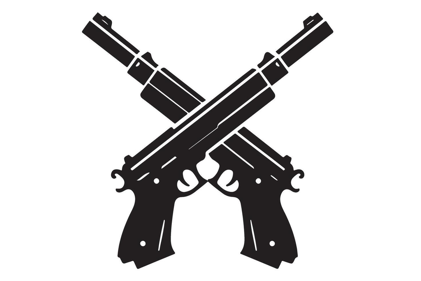 Crossed Pistols Silhouette Graphic for Design and Illustration vector