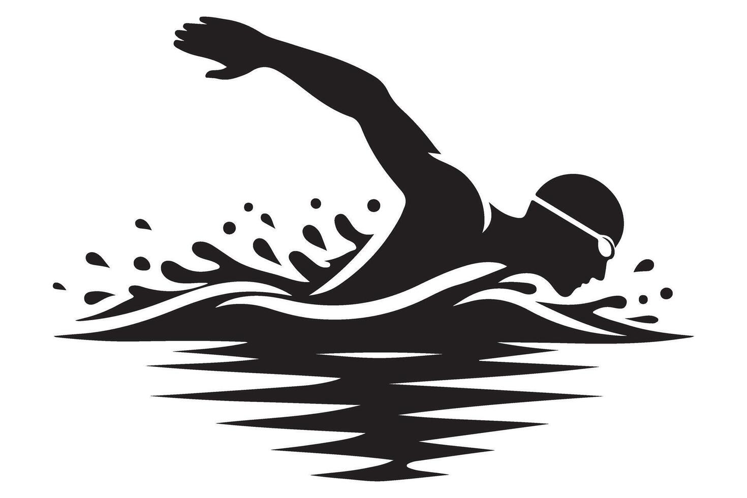 Reflective Water Swimmer Silhouette Design for Events Promotion vector