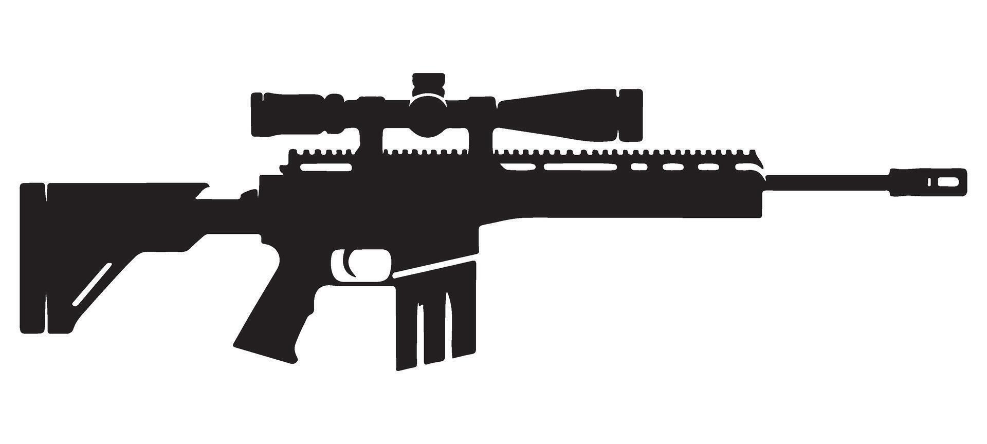 Powerful Sniper Rifle With Magazine Black Silhouette Art Design vector