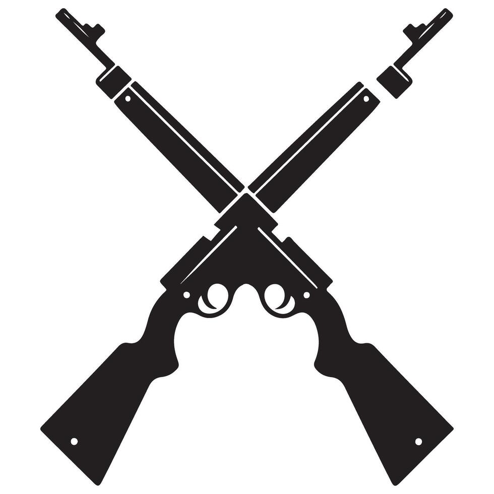 Crossed Rifles Silhouette Illustration Hunting and Military Symbolism vector