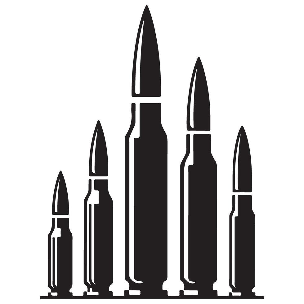 Various cartridge bullet ammo types illustration collection vector