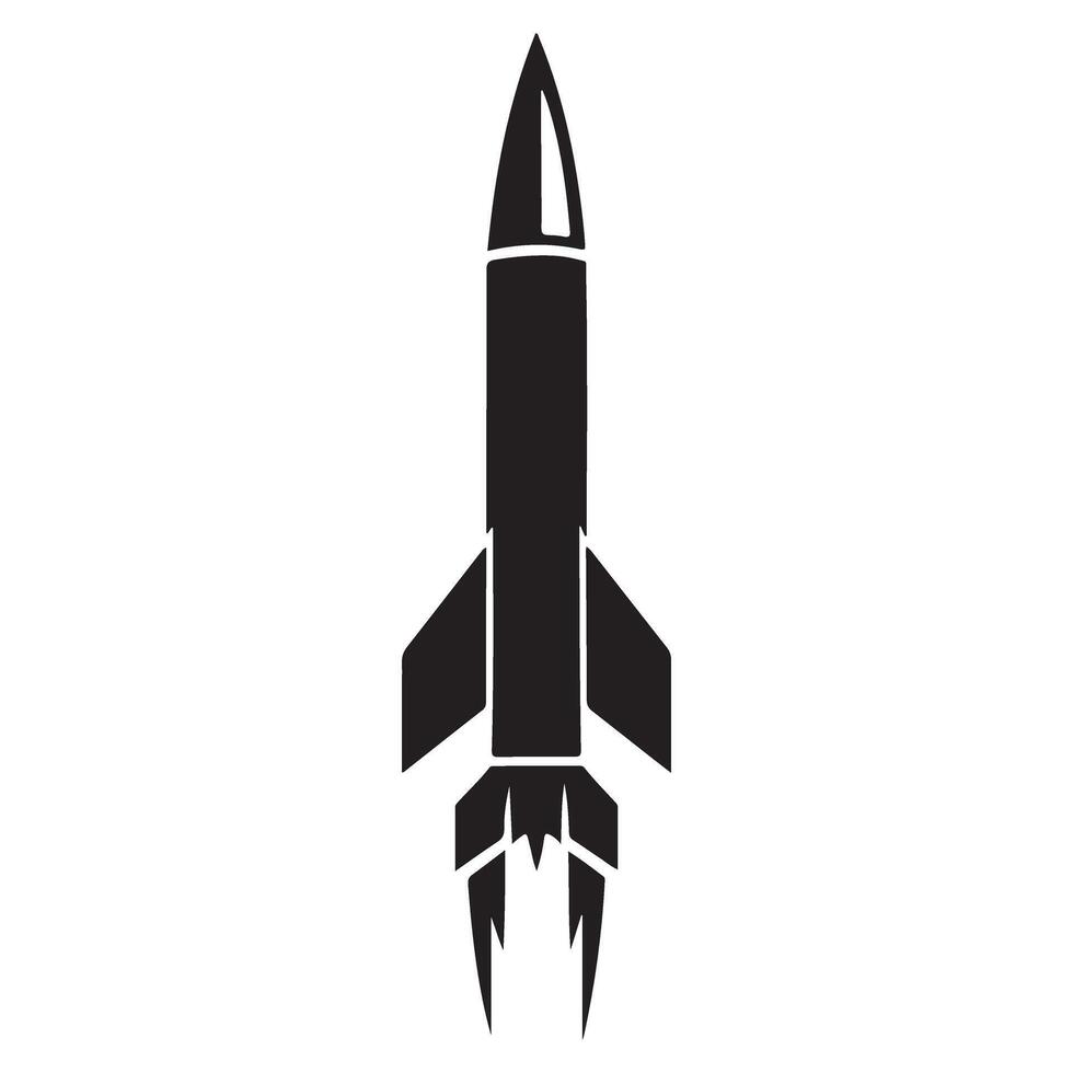 Clean Silhouette Illustration of a Rocket Taking Off vector