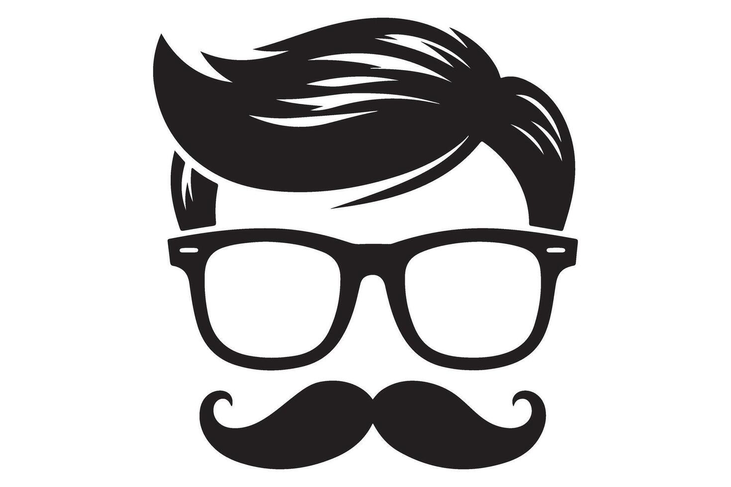 Stylish Man with Moustache and Glasses Illustration Template vector