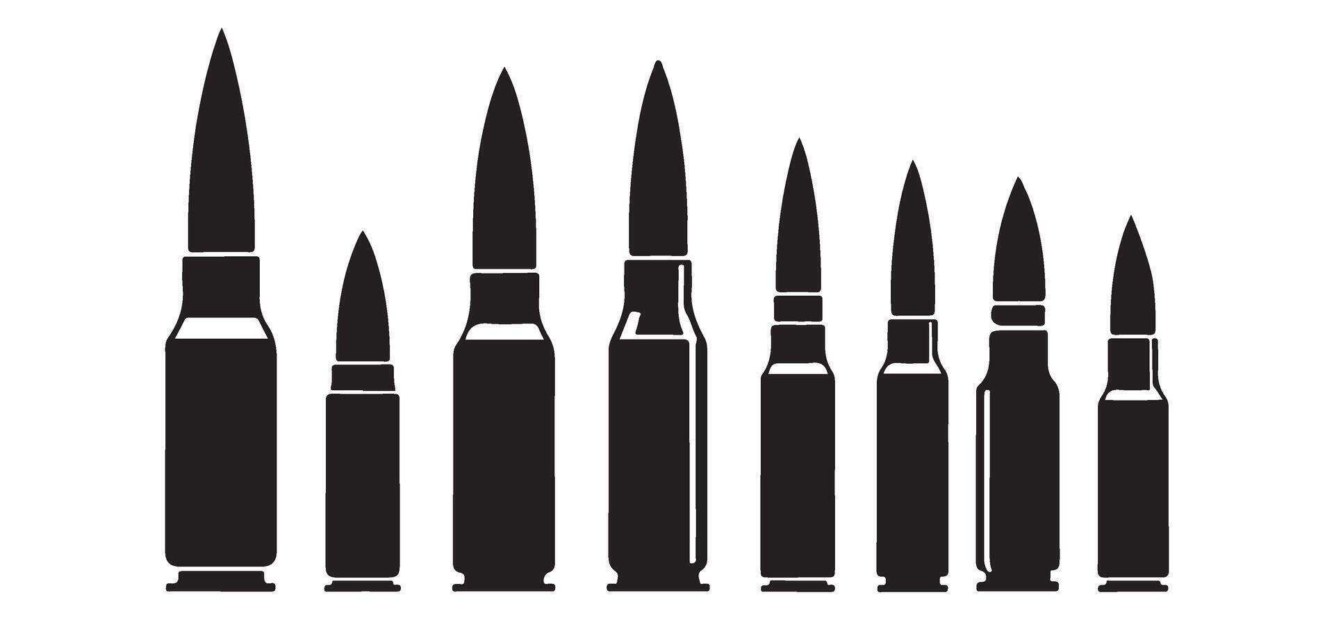 Various cartridge bullet collection ammunition illustration vector