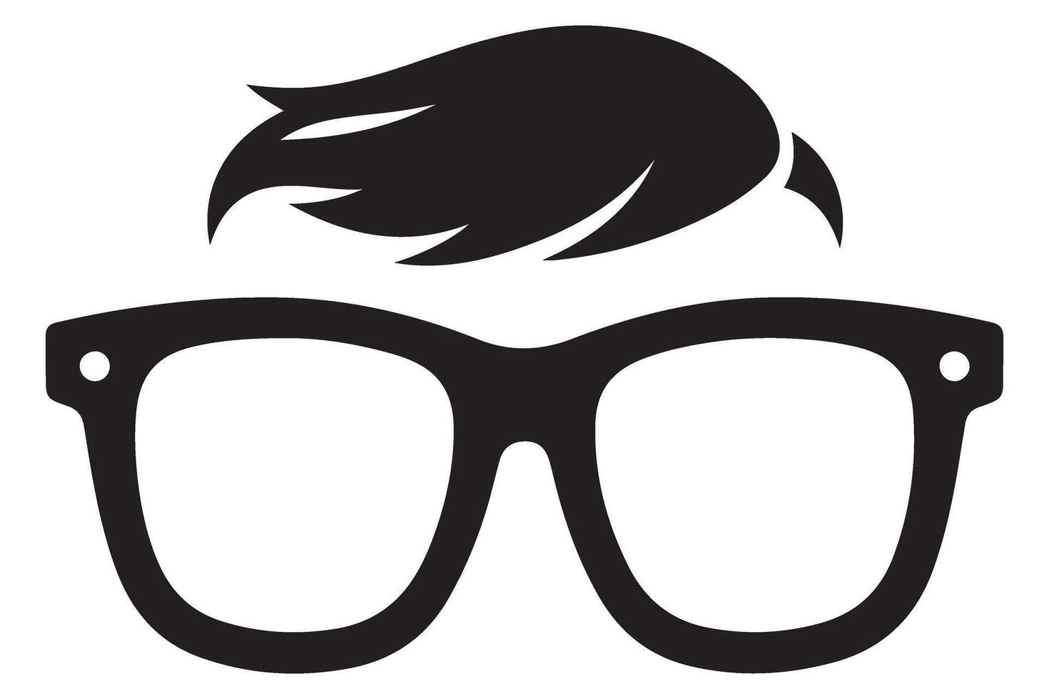 Minimalist Silhouette Glasses and Hairstyle for Creative Designs vector