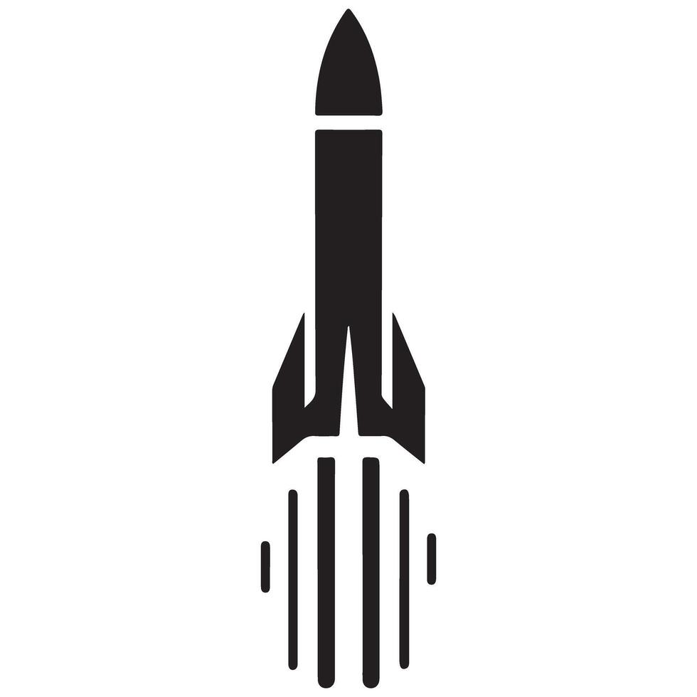 Dramatic Silhouette Illustration of a Single Rocket Launching vector