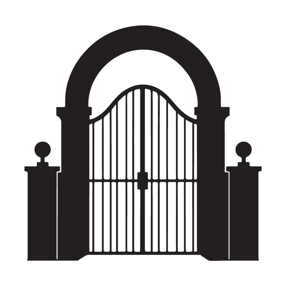 Ornate Arch Gate Silhouette a Timeless Elegant Entrance Illustration vector
