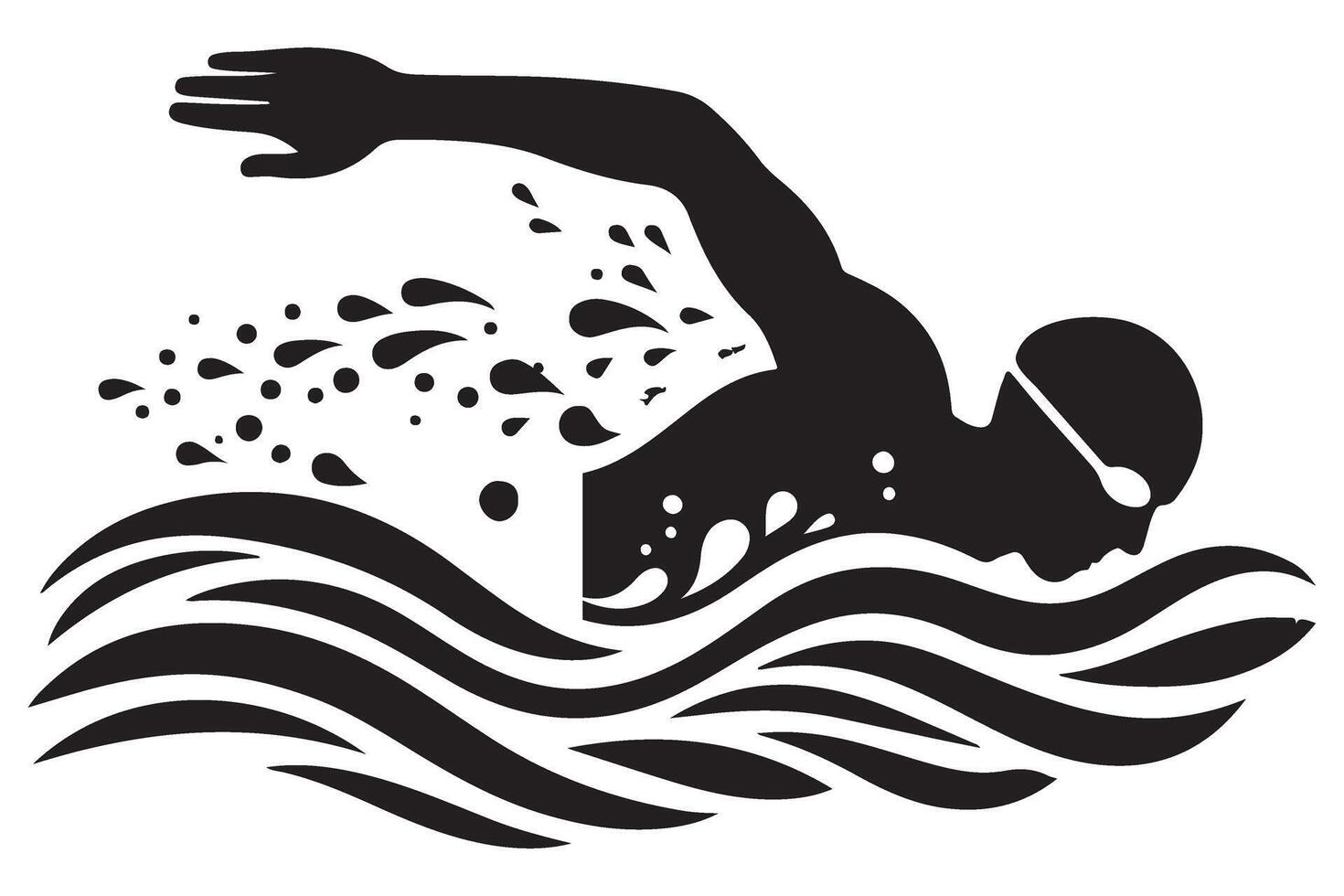 Elegant Swimmer Silhouette Art for Aquatic Center Branding vector