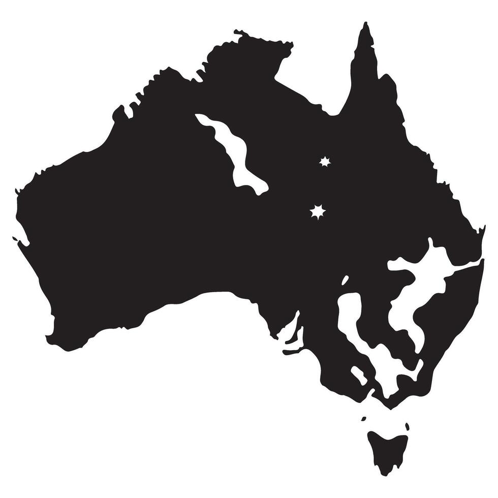 Detailed Australia Map Silhouette Geographical Outline Design vector