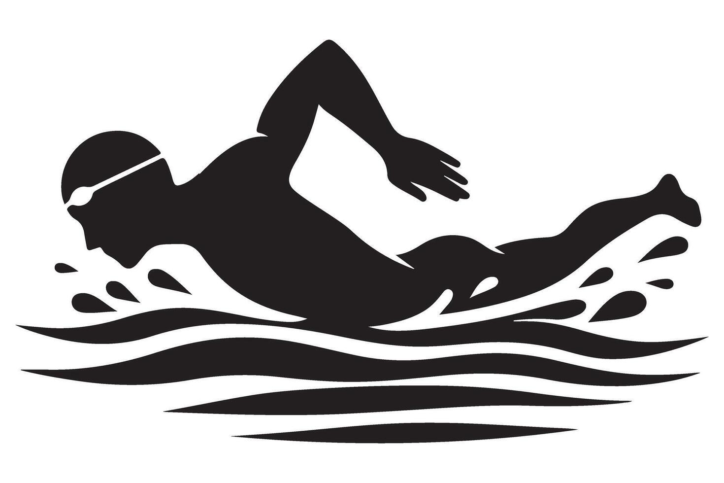 Crawling Swimmer Silhouette Graphics for Sporting Events vector